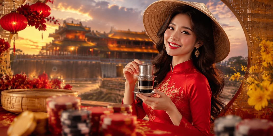Người dùng đăng nhập tài khoản cá cược tại Huế với nón lá truyền thống